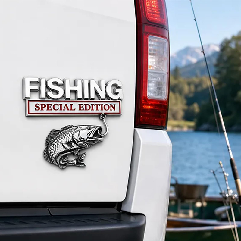 Fishing Hook - Lencana Mobil Chrome Berbentuk Kail Ikan