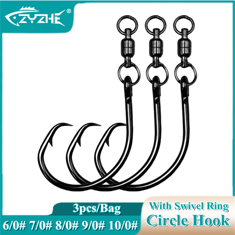 Fishing Hook Circle - ZYZHE 3/6/9pcs Kail Bulat Dengan Cincin