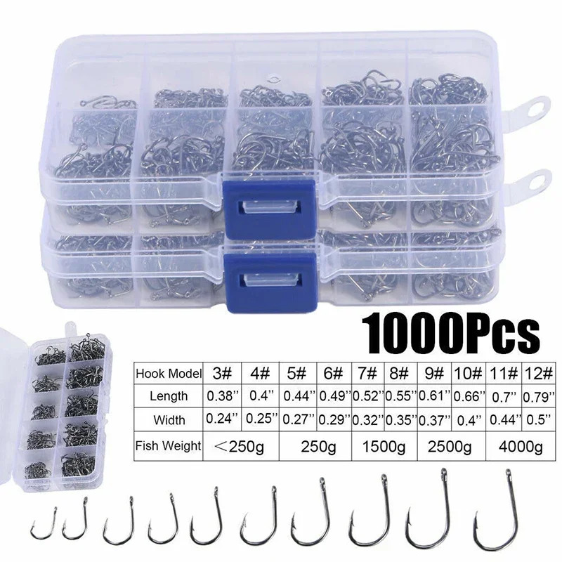 50-1600Pcs/Kotak Kail Pancing  - Fishing Hook Assortment ulasan dan harga